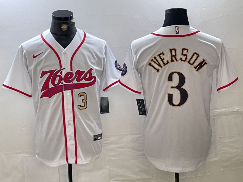 Men Philadelphia 76ers #3 Iverson White Jointly 2024 Nike NBA Jersey style 2->philadelphia 76ers->NBA Jersey